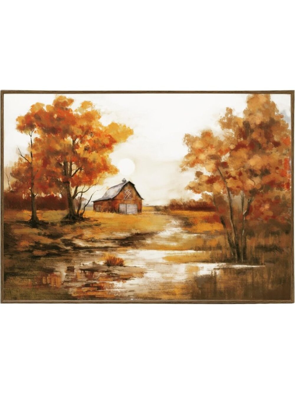 Framed Fall Canvas Wall Art - Thanksgiving Landscape Decor for Home & Office